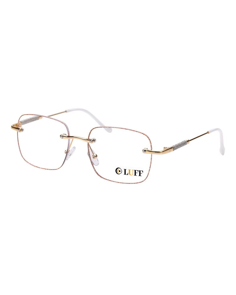 LUFF Rimless Reading Glasses for Women Blue Light Blocking,Fashion Metal Computer Readers,Lightweight and comfort, HD Frameless Eyeglasses Anti Eyestrain(Gold)(1.5X)